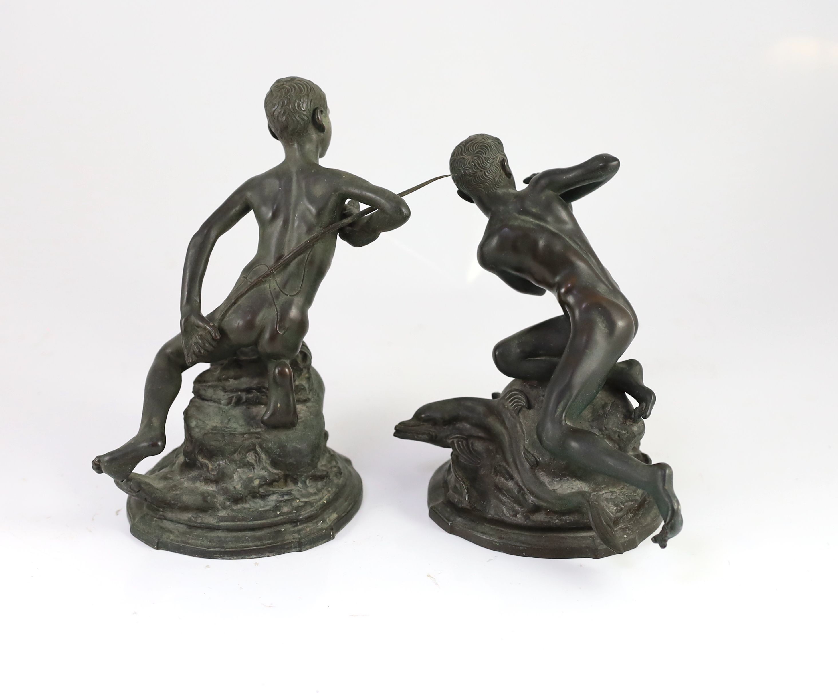 Vincenzo Gemito (Italian 1852-1929), a pair of bronze figures of youths, Height 24cm.